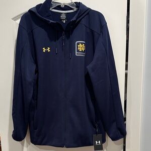 UA STORM Notre Dame Men's Navy and Gold Fleece Hooded Jacket